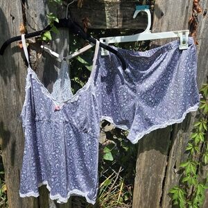 Laura Ashley Lace Trim Purple Sleepwear Set